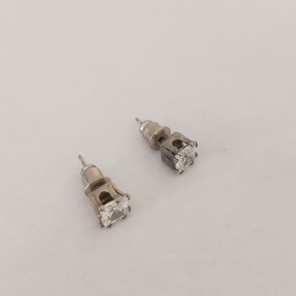 Princess Cut Faux Diamond Stud Earrings - Picture 6 of 6